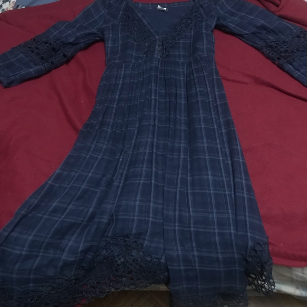 Anthropologie Navy Plaid Dress